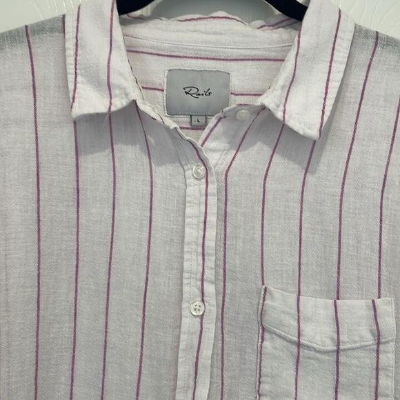 Rails Charlie White and Berry Striped Button-Up Shirt - Picture 3 of 9